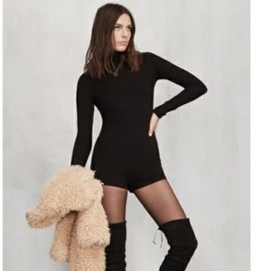 Reformation black ribbed knit ervilla romper small